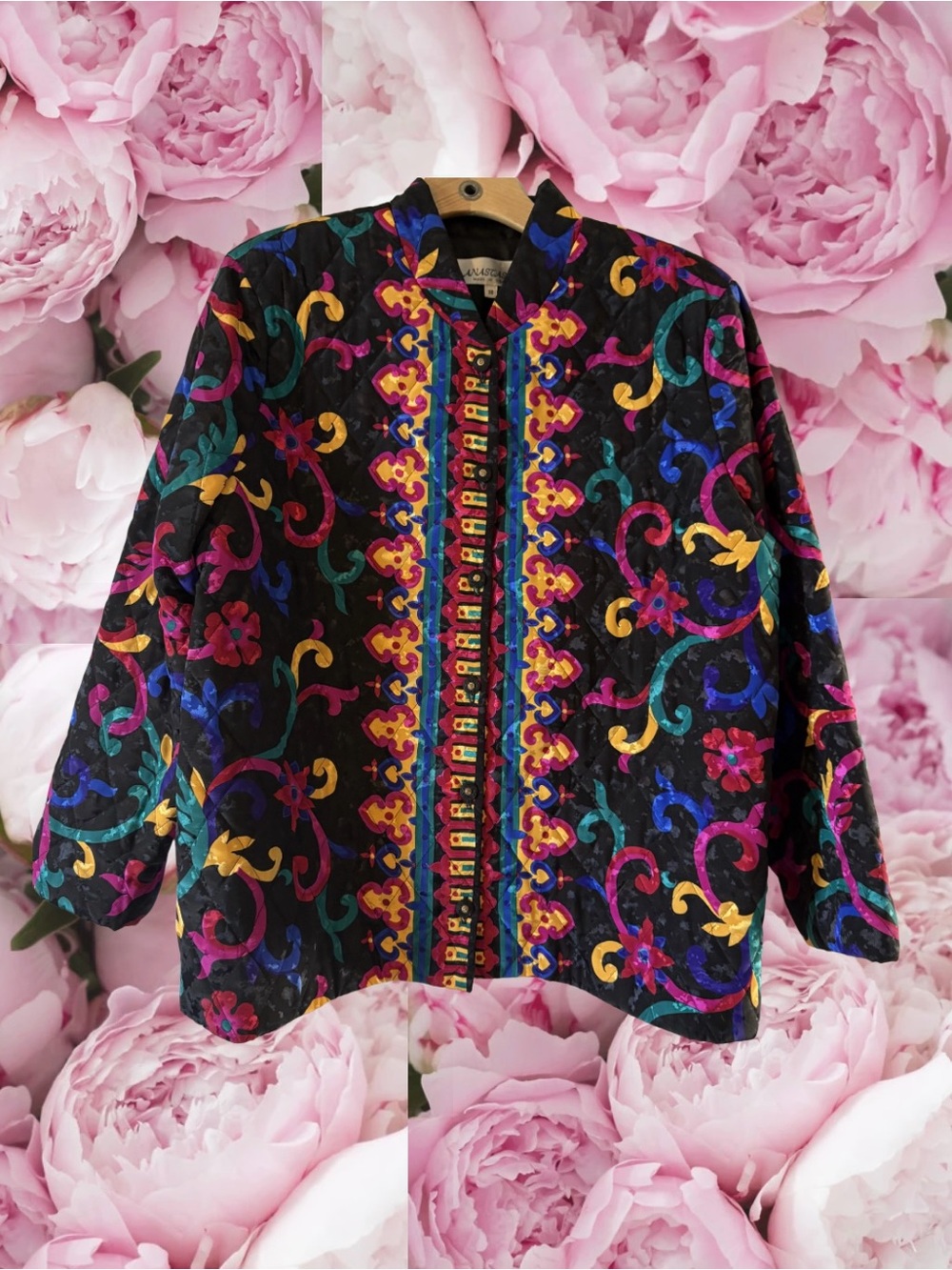 VTG Anastasia 80s Quilted Jacket Maximalist Multicolored Retro